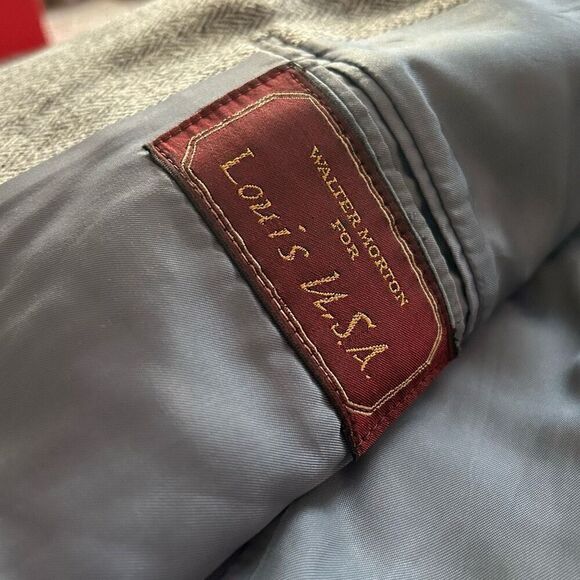 Walter Morton Gray Herringbone Sport Coat Wool Blend 2 Button 42R For Louis USA - Picture 6 of 6